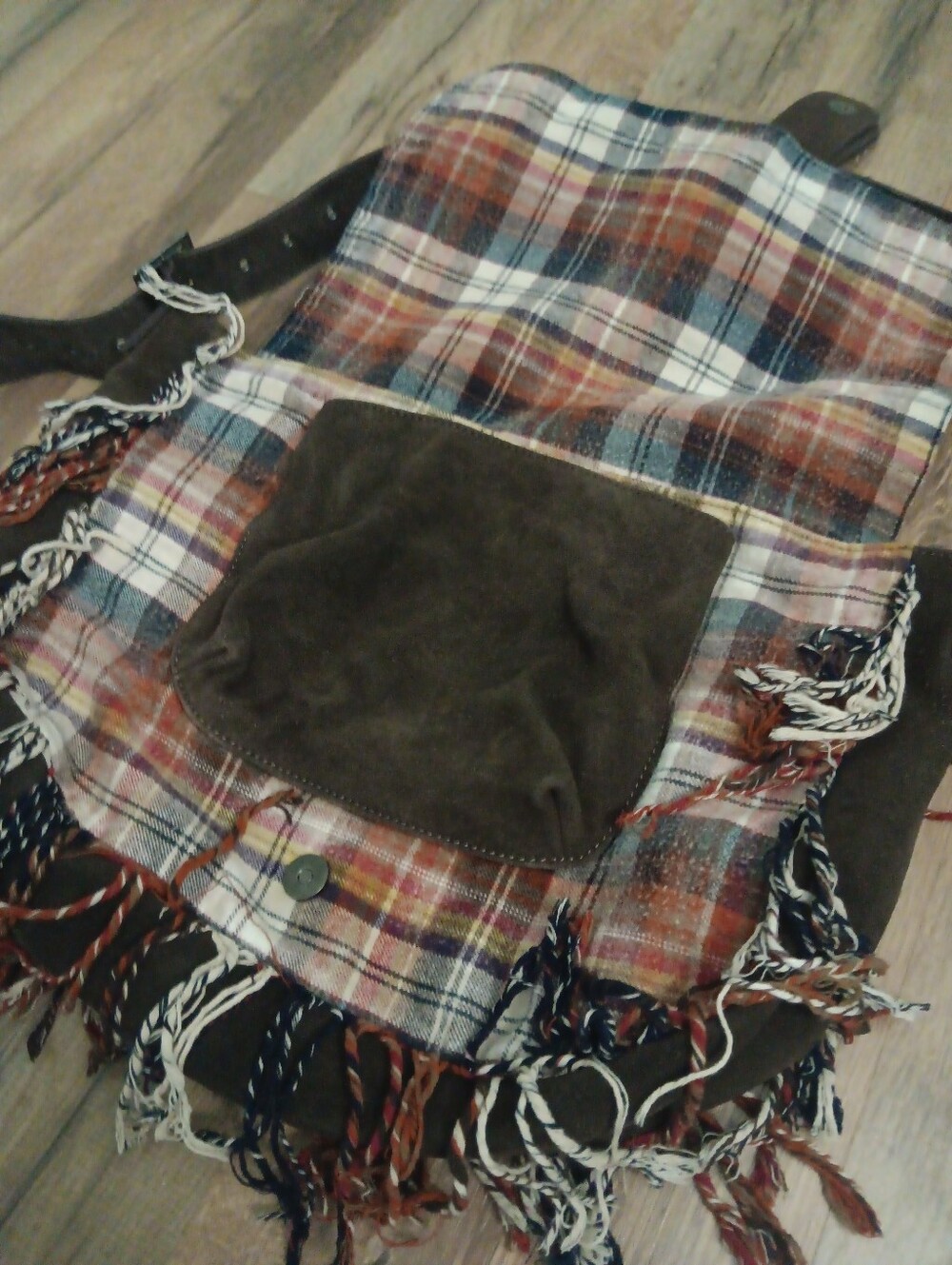 Free People Plaid Polar Fringe Messanger Bag - Picture 4 of 6